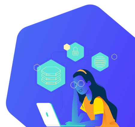 Illustration of student working at a laptop